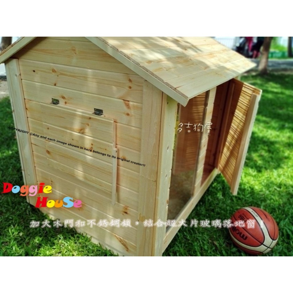 限時特價！【多吉狗屋】特大型原木狗屋 ｜ 落地玻璃窗 奢華實木寵物屋 ｜ 拉拉 米克斯適用-細節圖5