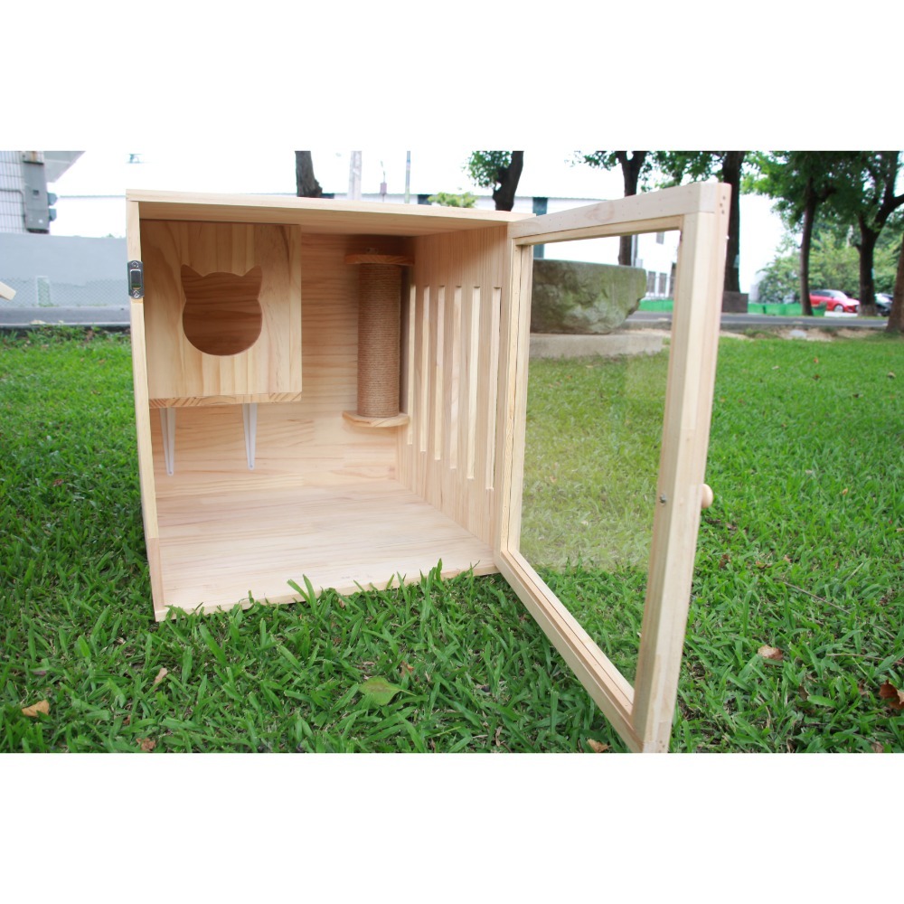 下殺特價！【多吉狗屋】特大型雙門透明貓籠 ｜ 樟子松實木貓爬架 ｜ 貓狗通用別墅 推薦-規格圖7