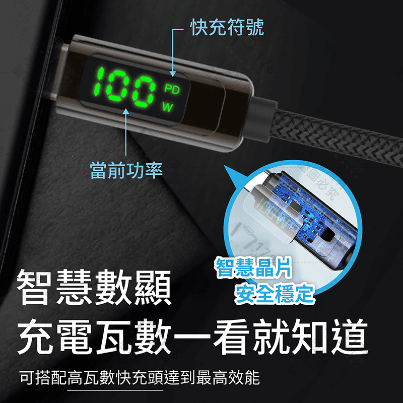 數位顯式PD快充線 保固1年 【178小舖】 適用iPhone 蘋果 TypeC 充電線 傳輸線 數據線 寶利威爾-細節圖5