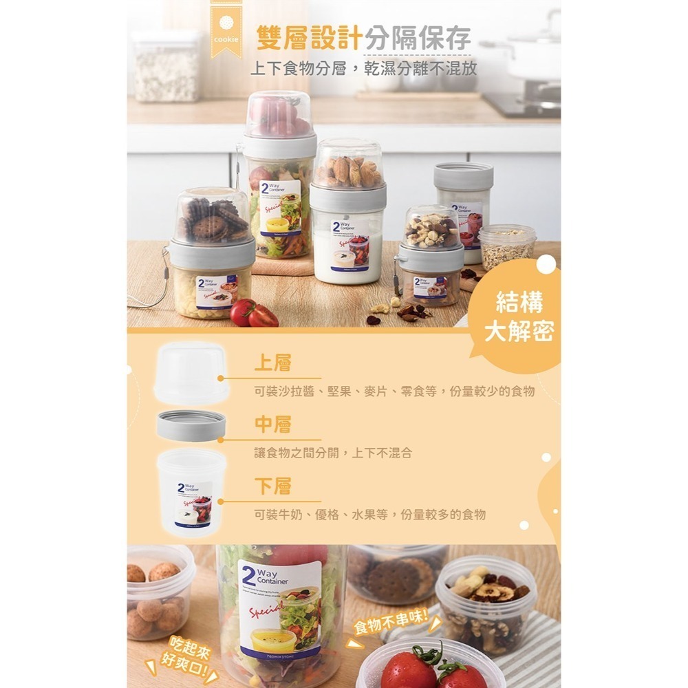 可微波 雙層密封罐【178小舖】密封罐 優格罐 儲物罐 保鮮罐 透明儲物盒 保鮮盒 零食罐 堅果罐 廚房儲物罐 防潮罐-細節圖4
