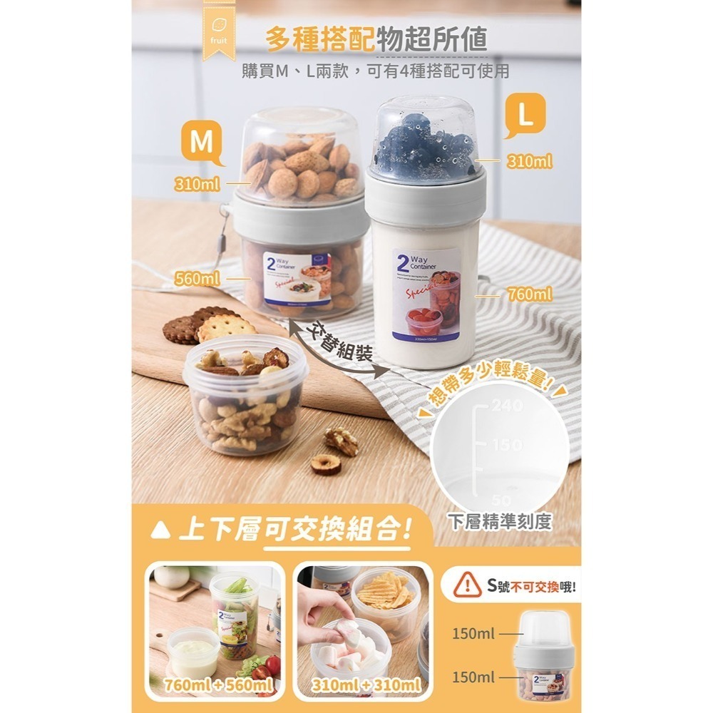 可微波 雙層密封罐【178小舖】密封罐 優格罐 儲物罐 保鮮罐 透明儲物盒 保鮮盒 零食罐 堅果罐 廚房儲物罐 防潮罐-細節圖5