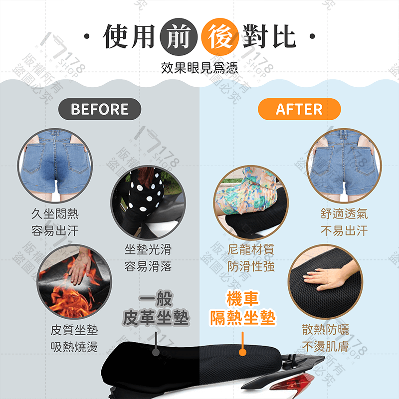 機車隔熱坐墊【178小舖】機車坐墊 坐墊套 摩托車坐墊 摩托車座墊 機車椅套 機車椅墊 機車防曬坐墊 機車防燙座墊套-細節圖7