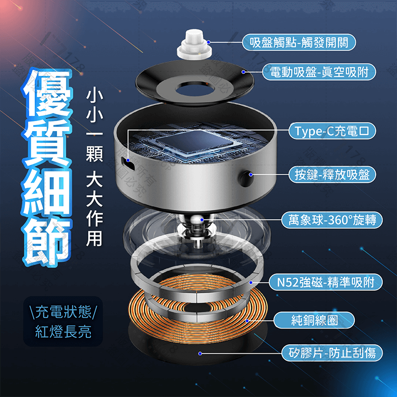 真空吸附手機支架【178小舖】車用手機架 磁吸手機架 磁吸支架 汽車手機架 吸盤手機架 手機磁吸 手機支架 手機架 磁吸-細節圖5