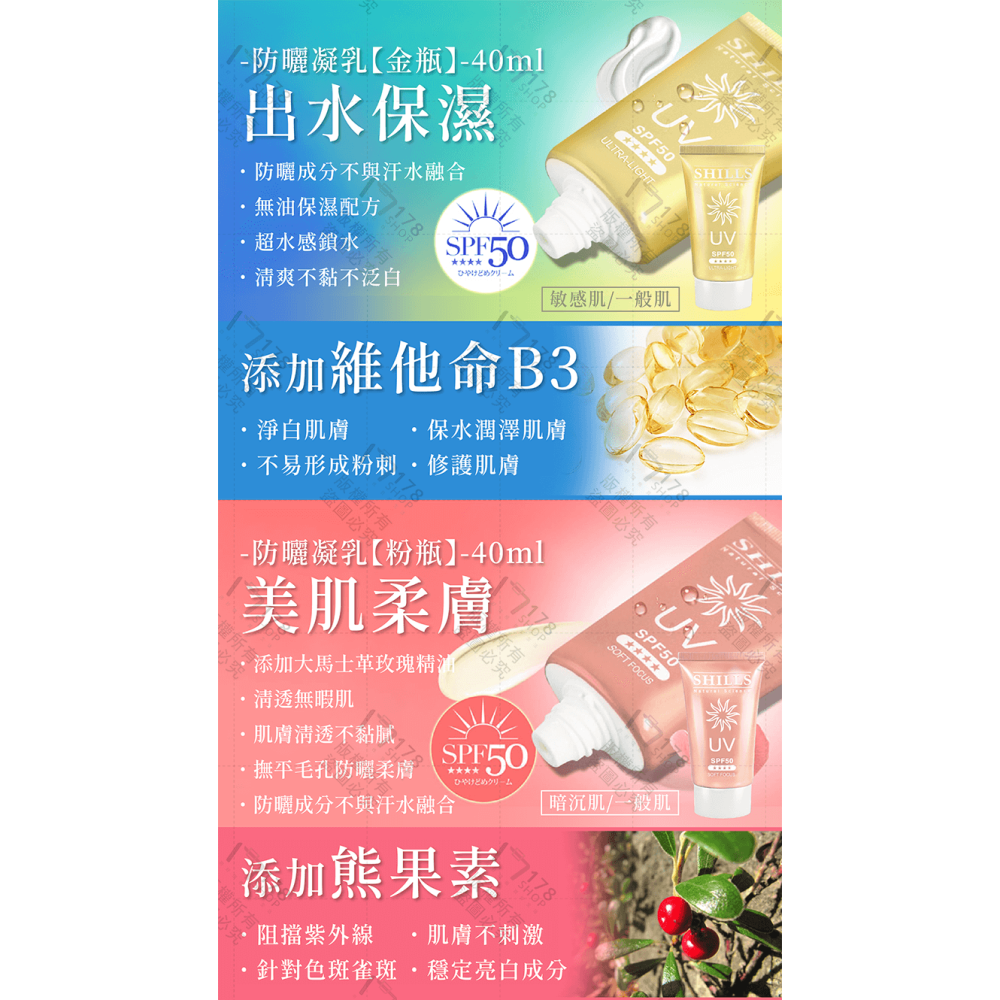 Shills 舒兒絲 防曬系列【178小舖】SPF50 防曬噴霧 噴霧防曬 防曬乳 防曬凝乳 素顏霜 防曬 身體防曬-細節圖6