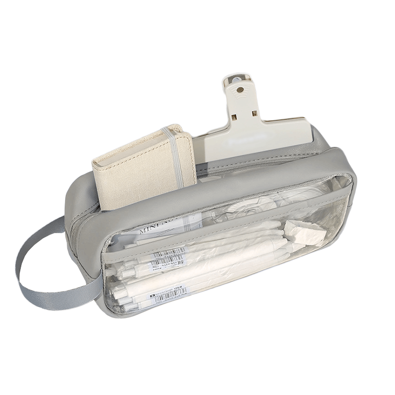 摩卡灰-雙層透明筆袋