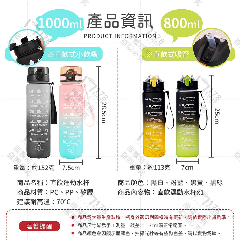 直飲運動水杯【178小舖】運動水壺 大容量水壺 冷水壺 環保杯 防摔水壺 健身水杯 蓋杯水壺 漸層水壺 夏天水壺 磨砂-細節圖9