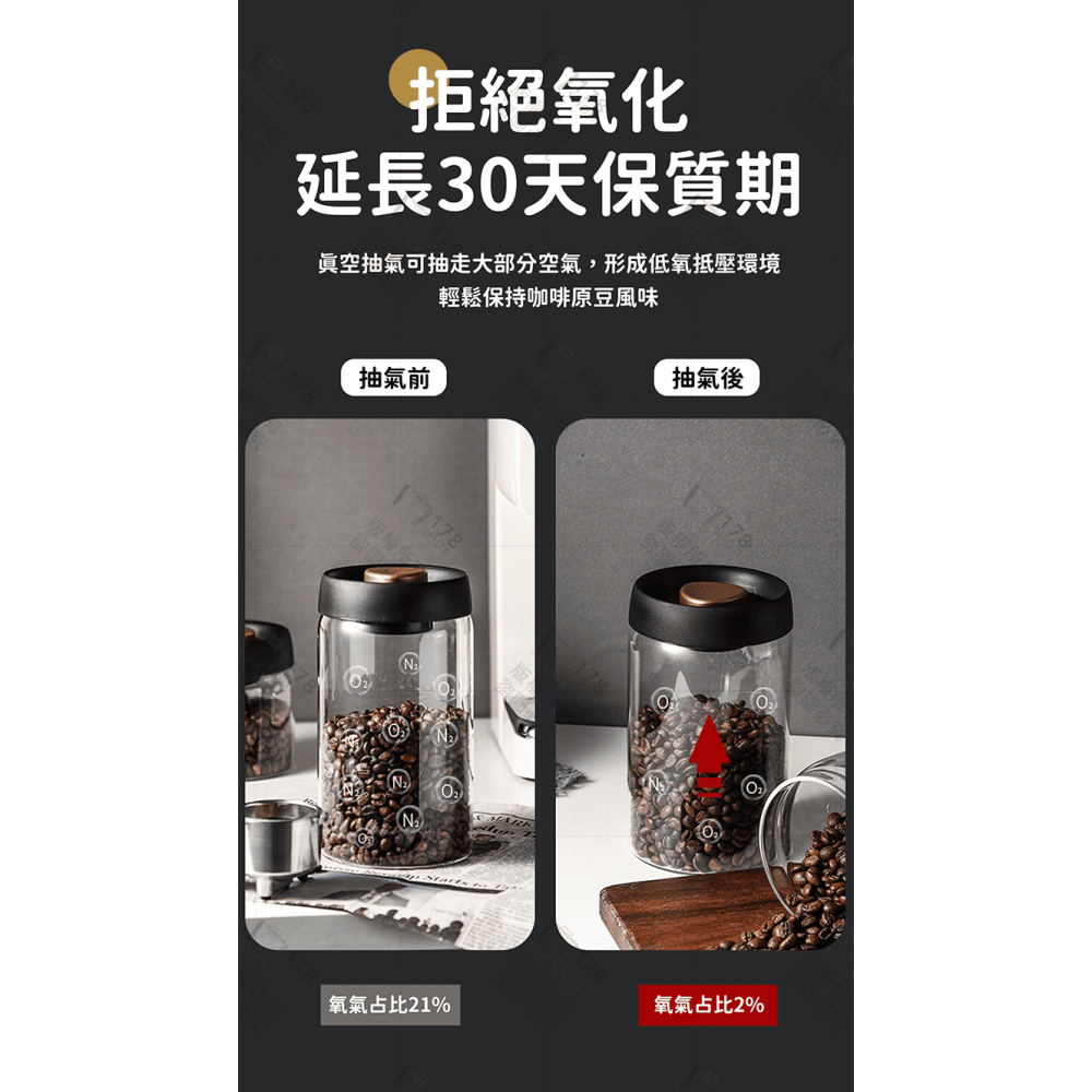 咖啡豆真空密封罐【178小舖】咖啡罐 真空罐 抽真空密封罐 咖啡粉保存罐 儲物罐 茶葉罐 保鮮罐防潮罐 廚房收納罐-細節圖5
