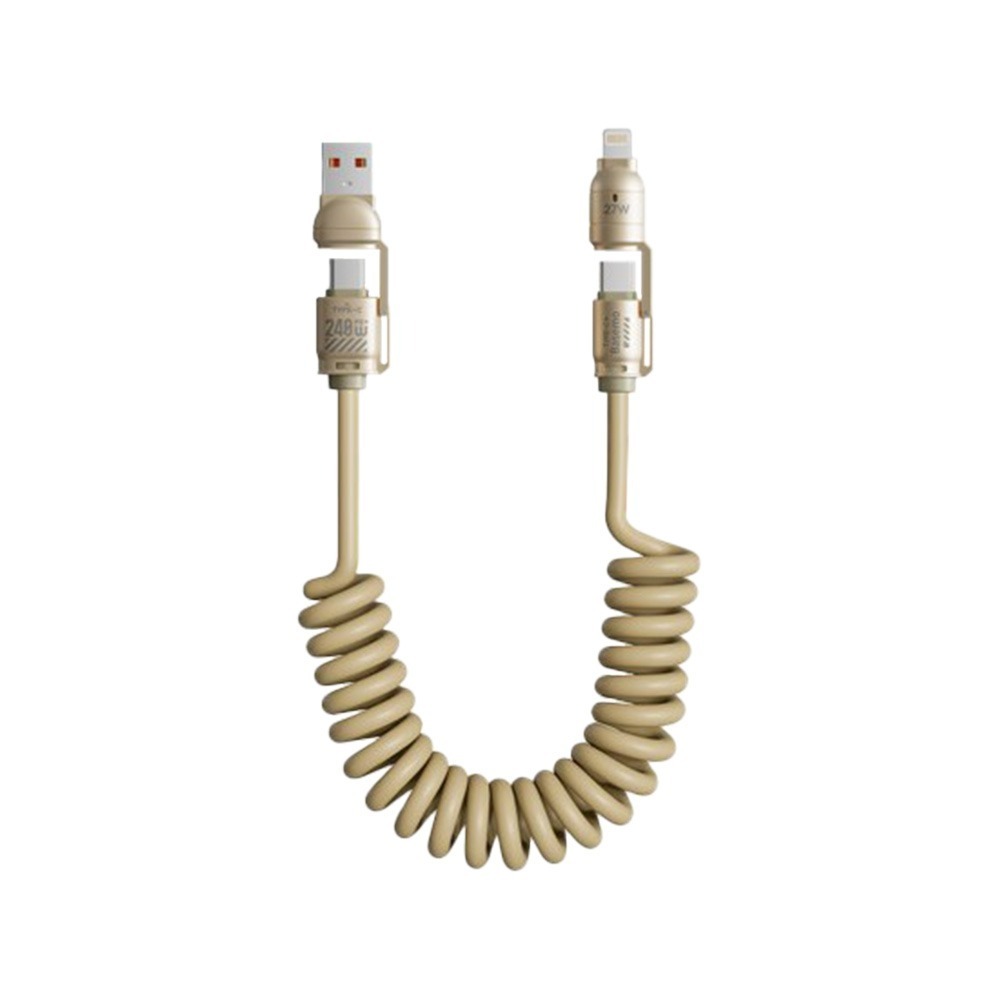 240W 四合一高速彈簧充電線 2米加長 Type-C Lightning USB【178小舖】可伸縮充電線 車用快充線-規格圖9