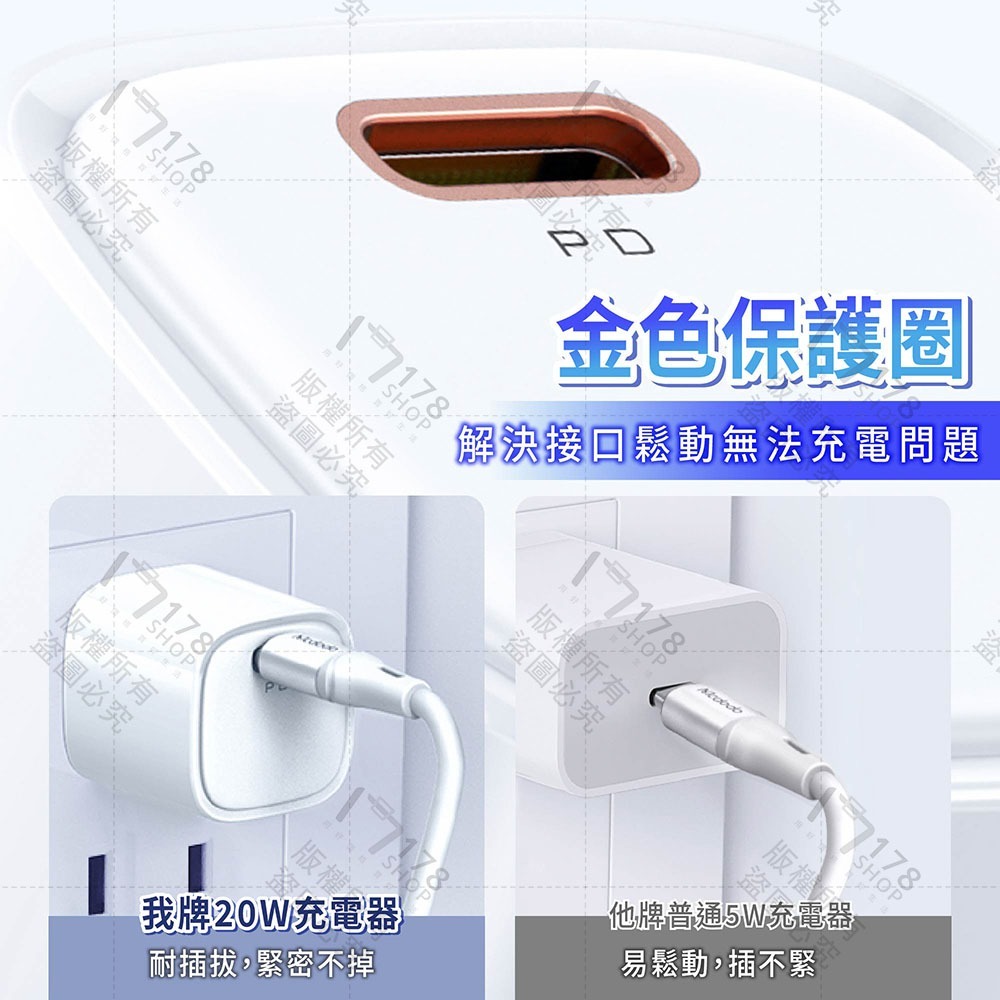 20W 氮化鎵單孔充電器 充電頭+充電線 BSMI認證【178小舖】PD快充頭 豆腐頭 氮化鎵充電器 手機充電頭-細節圖6