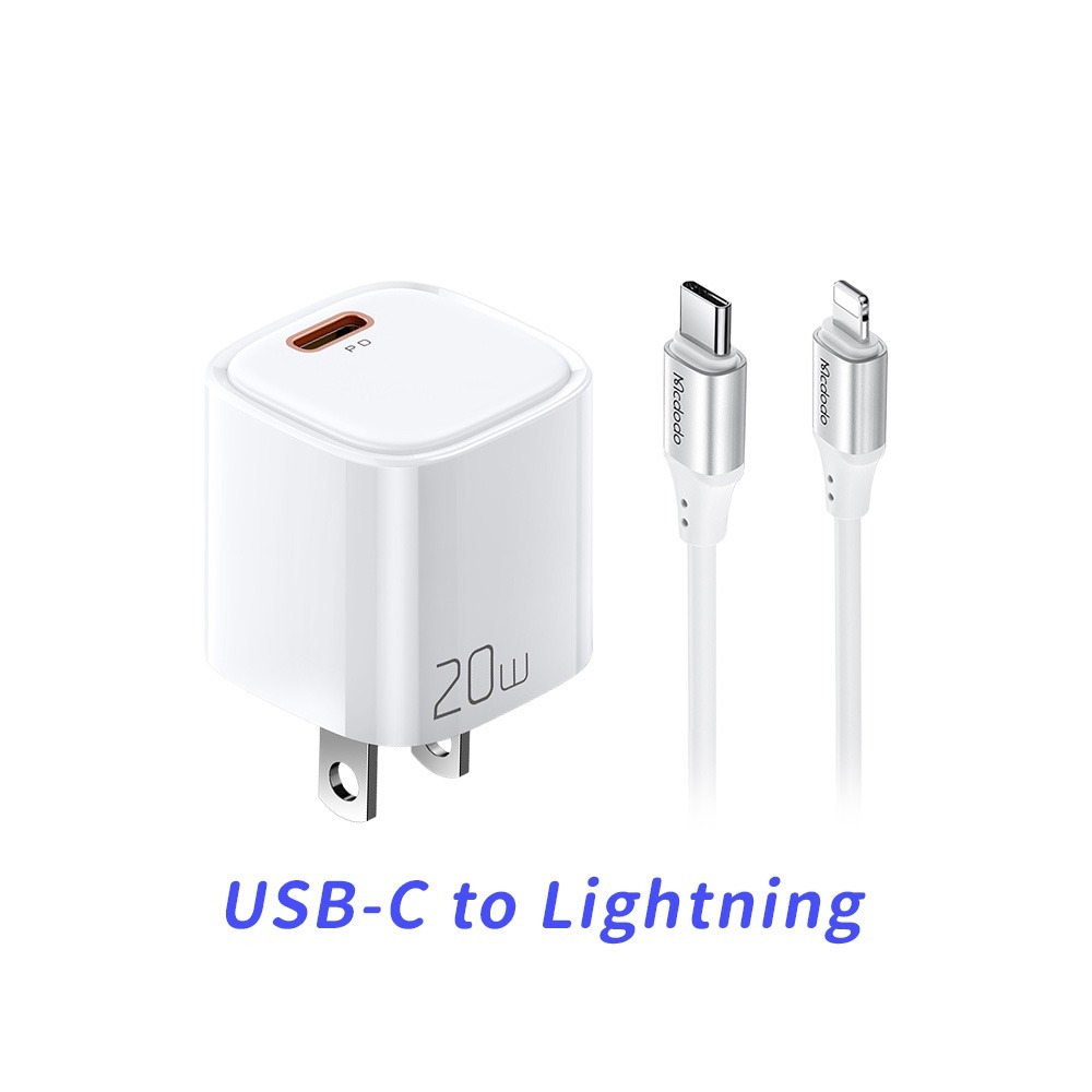 白色-20W充電器+CL快充線套組
