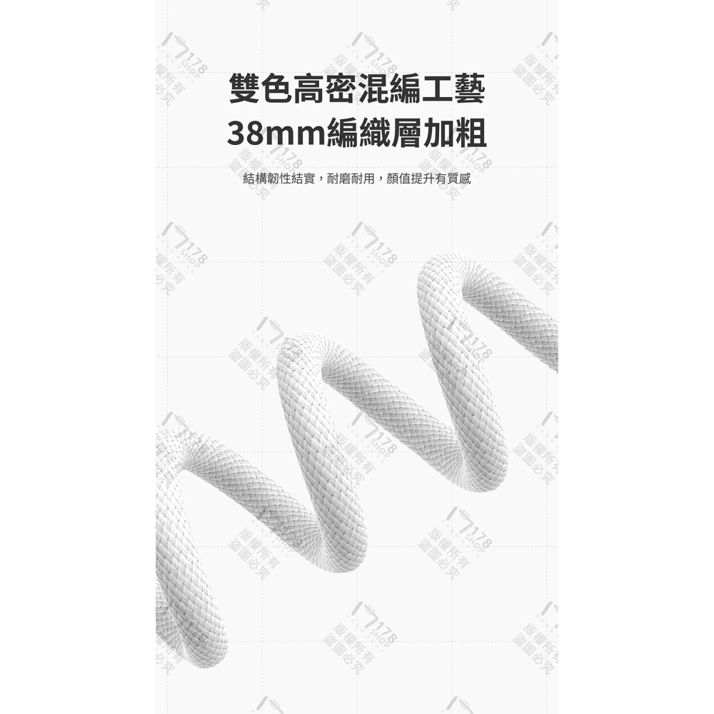 TUNO 圖諾 PD編織快充線 65W【178小舖】Type-C編織線 iPhone 三星 充電線 筆電充電 2米長線-細節圖7