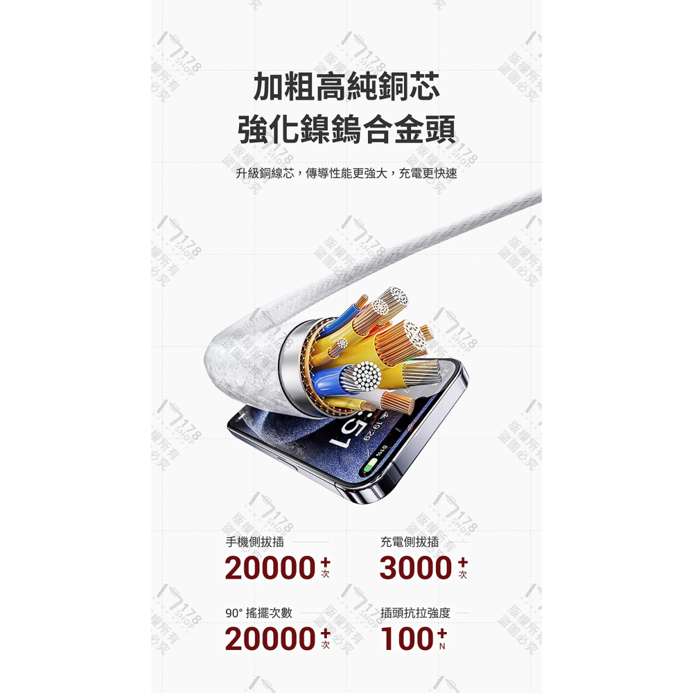 TUNO 圖諾 PD編織快充線 65W【178小舖】Type-C編織線 iPhone 三星 充電線 筆電充電 2米長線-細節圖8