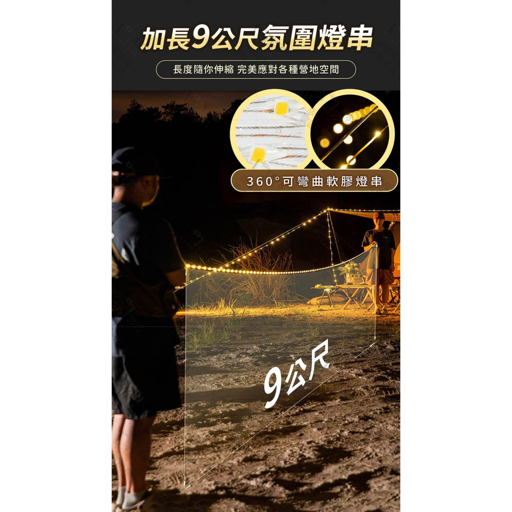 露營捲尺燈【178小舖】9米燈串 露營燈串 捲尺燈 帳篷燈串 露營燈 聖誕樹燈 露營燈條 擺攤燈 氛圍燈串 露營掛燈-細節圖4