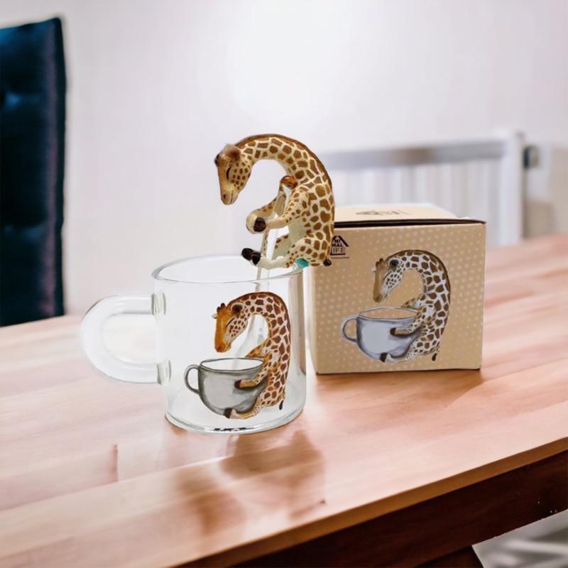 【快速出貨+附紙本發票】Non Souci  Animal Life 系列  朝隈俊男 把手杯 祈 長頸鹿玻璃杯 研達-細節圖2
