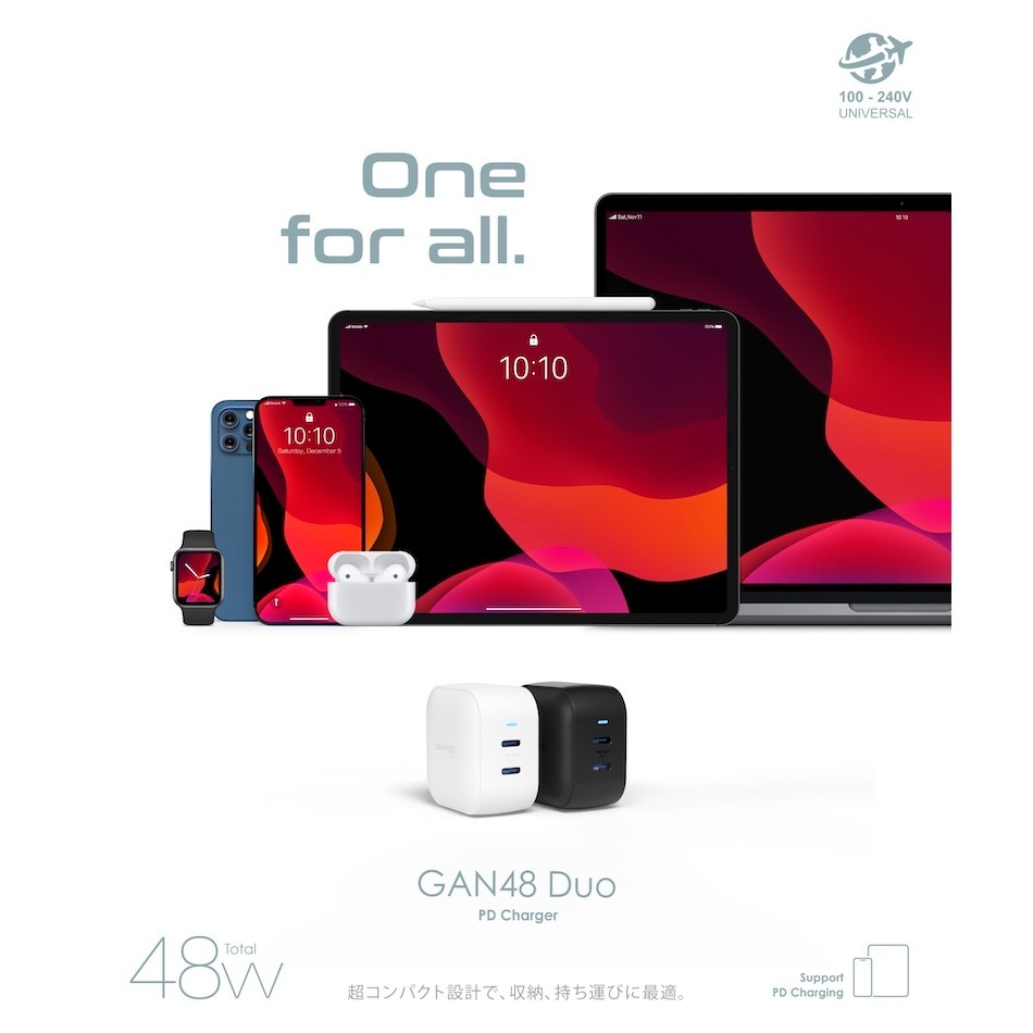 ONPRO GAN48 Duo 氮化鎵 GaN 48W 超急速快充｜雙孔輸出、輕巧便攜、冰雪白/石墨黑-細節圖8