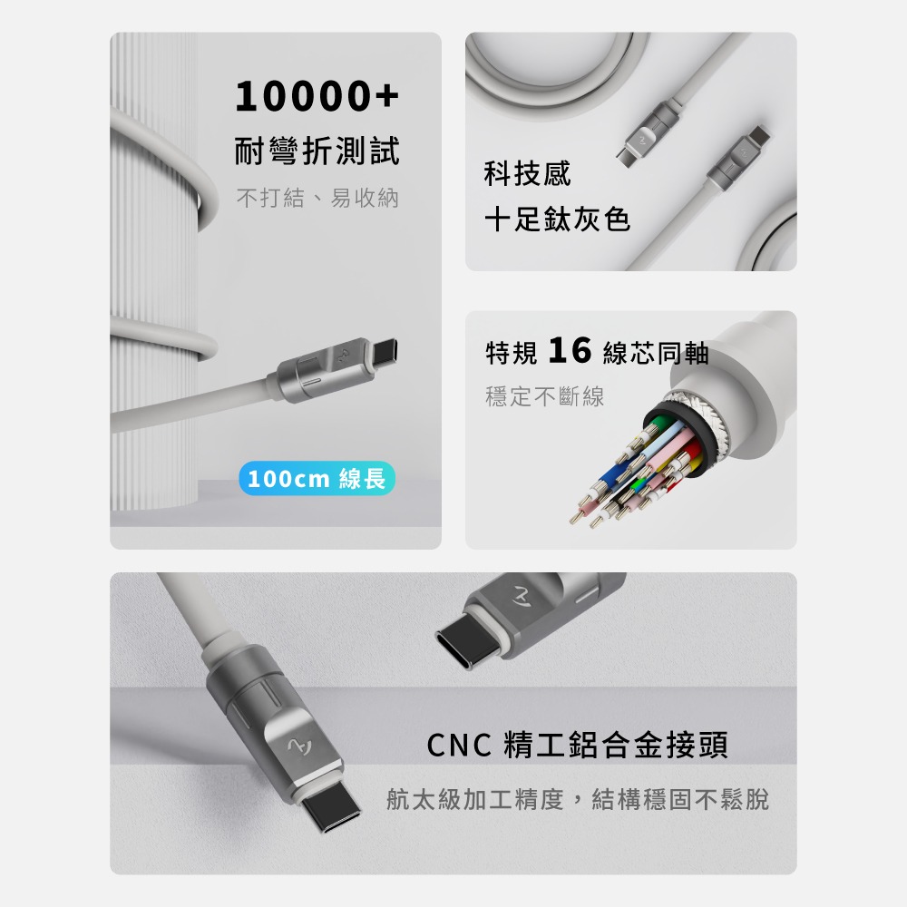 Allite Max Cable閃速快充線 (1m)｜兼容Thunderbolt 5、極速傳輸、數據影音全能-細節圖4