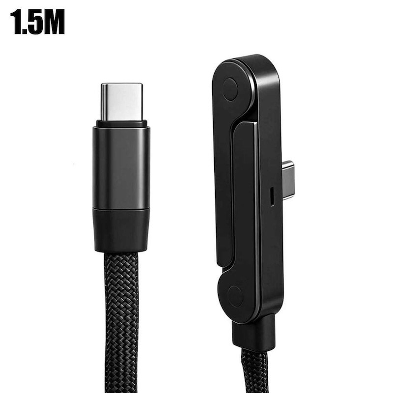360°旋轉快充支架線 240W ｜Type-C to C 1.5m、支架設計、邊充邊追劇、編織耐用、黑色-細節圖3