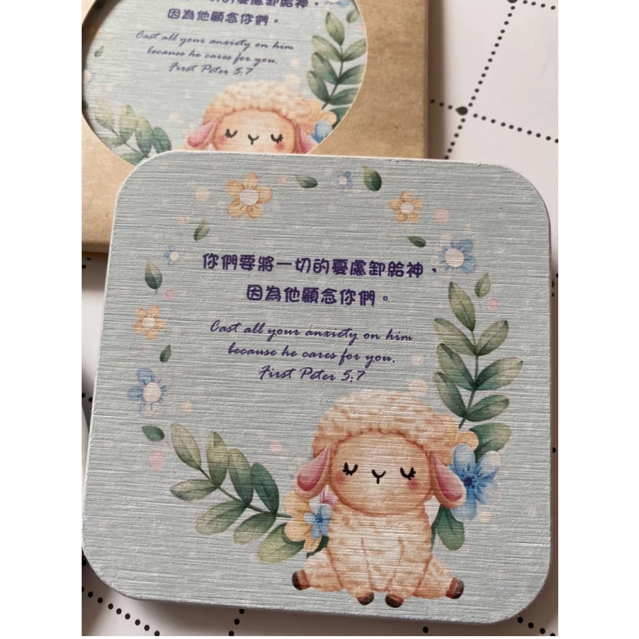 文青基督/硅藻土杯墊/祝福陶瓷吸水杯墊-幸福小組/受洗禮物/福音禮物-細節圖3