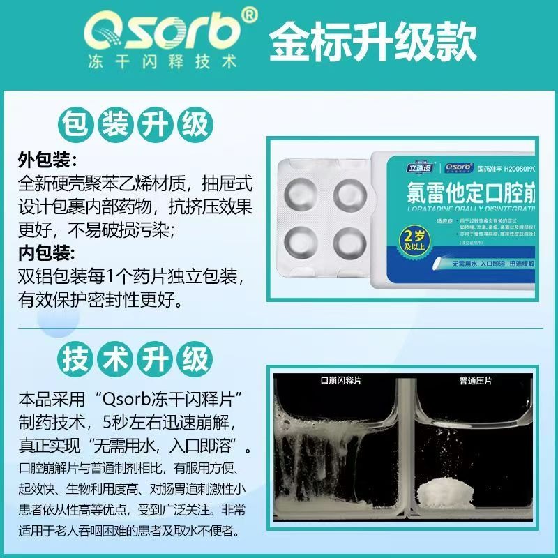 立瑞坦 氯雷他定口腔崩解錠 10mg*8片/盒 立瑞坦崩解錠氯雷他定口腔崩解片抗過敏治療鼻炎過敏性鼻炎蕁麻疹-細節圖2