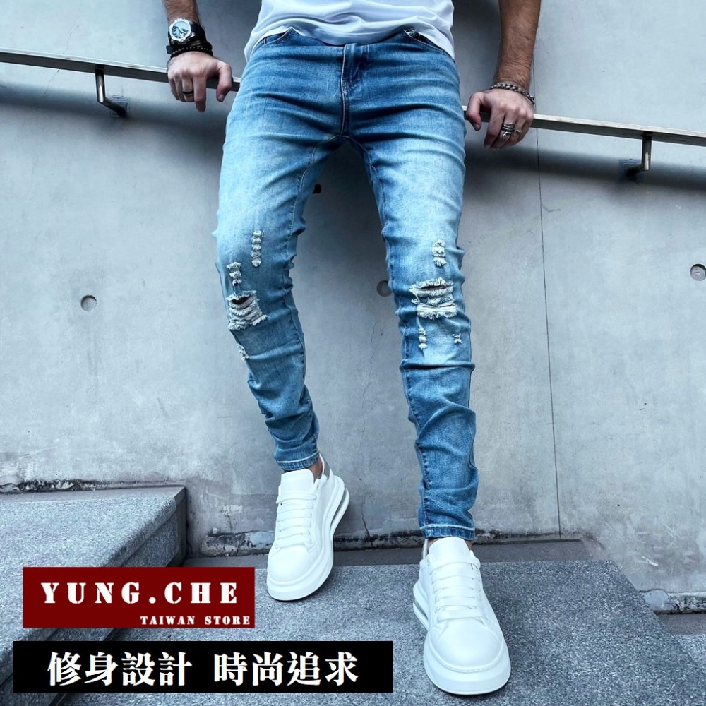 [好評促銷]牛仔褲男 牛仔褲 彈性牛仔褲 28-40碼  彈力牛仔褲 破洞牛仔褲 男牛仔褲 男生牛仔褲 Vol.115-細節圖2