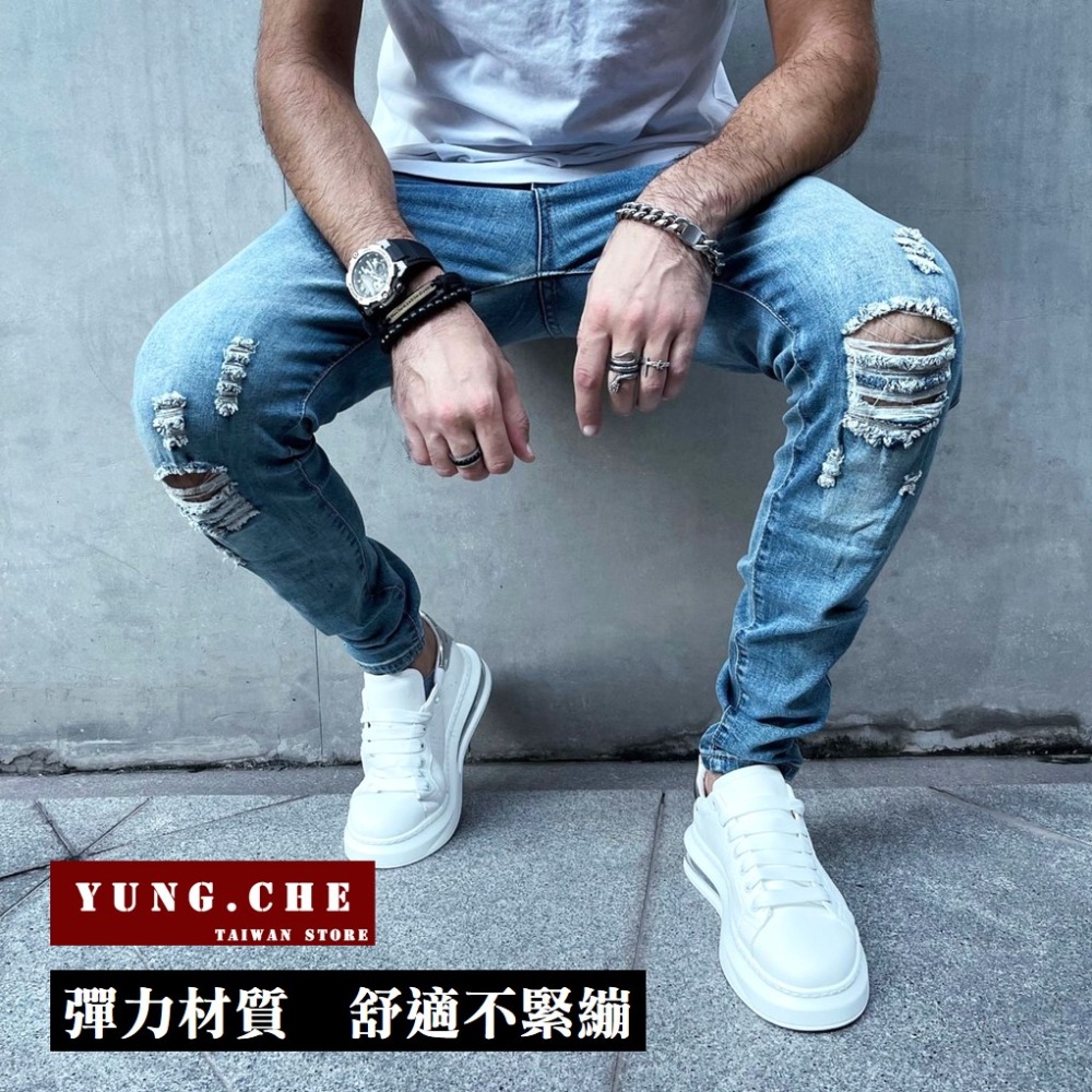 [好評促銷]牛仔褲男 牛仔褲 彈性牛仔褲 28-40碼  彈力牛仔褲 破洞牛仔褲 男牛仔褲 男生牛仔褲 Vol.115-細節圖3