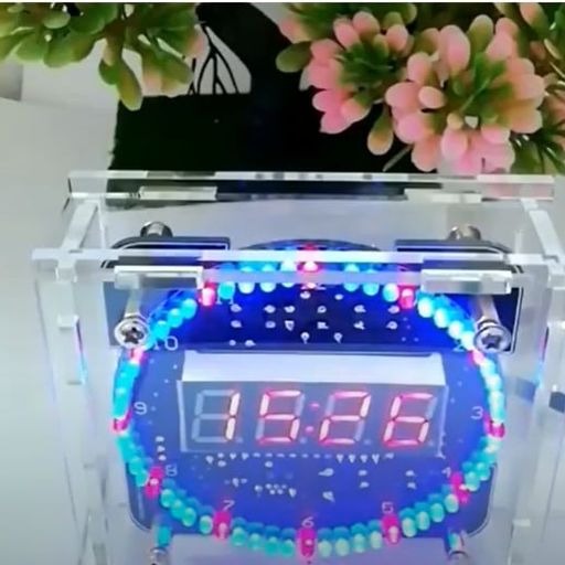 台中現貨 新版電子時鐘套件 C51單片機光控溫度DS1302旋轉LED流水燈DIY製作散件 含電池 含外殼-細節圖3