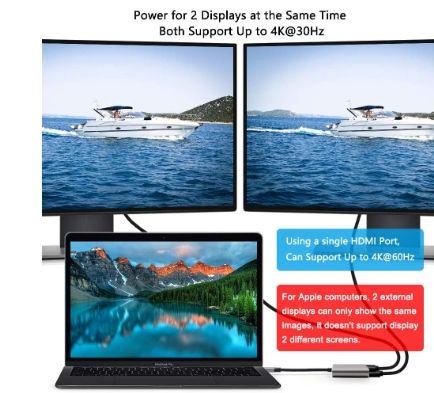 Typec轉雙HDMI4K轉接線Type-C轉HDMI PD usb3.0hub Macbook轉換器 WIN系統鏡像模-細節圖2