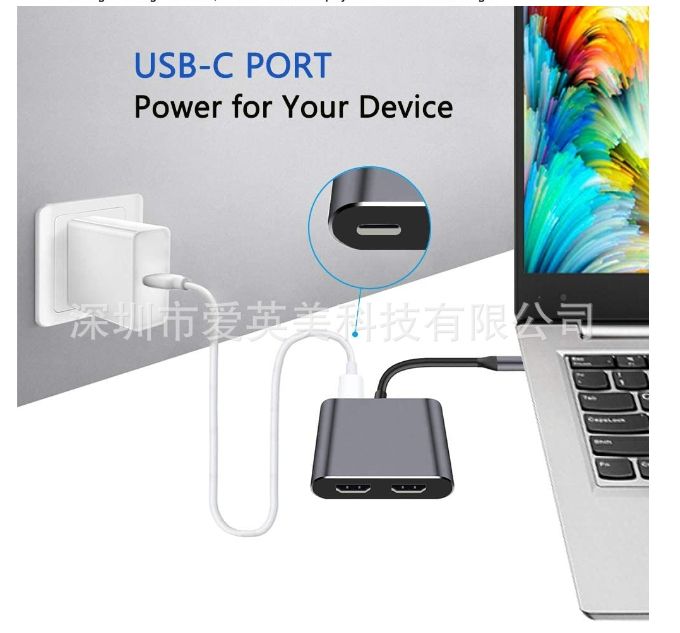 Typec轉雙HDMI4K轉接線Type-C轉HDMI PD usb3.0hub Macbook轉換器 WIN系統鏡像模-細節圖6