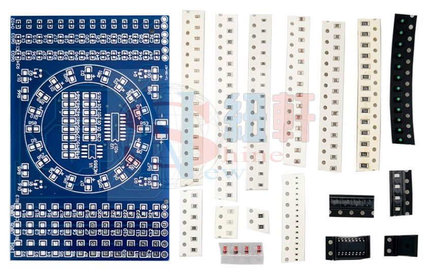 貼片旋轉流水燈套件元件焊接練習板電子工藝技能訓練實訓DIY散件  含電池盒+ 3顆電池-細節圖4