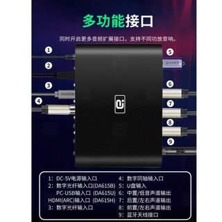 台中現貨 可面交DTS杜比5.1音訊解碼器U盤藍牙5.0接收器光纖同軸數位轉類比DA615H 藍牙 支援HDMI ARC-細節圖3