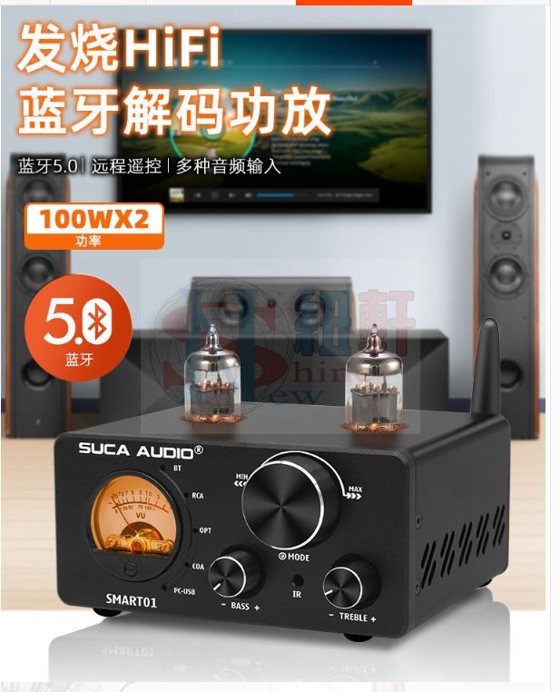 紐軒聲優創美國GE5654膽管Smart 02 是一款多功能膽前級 帶USB TF卡 藍芽 RCA四種輸入模式 並帶有遠-細節圖2