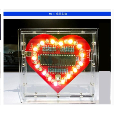 台中現貨七彩炫光LED流水燈套件51單片機愛心燈電子DIY焊接製作心形燈散件