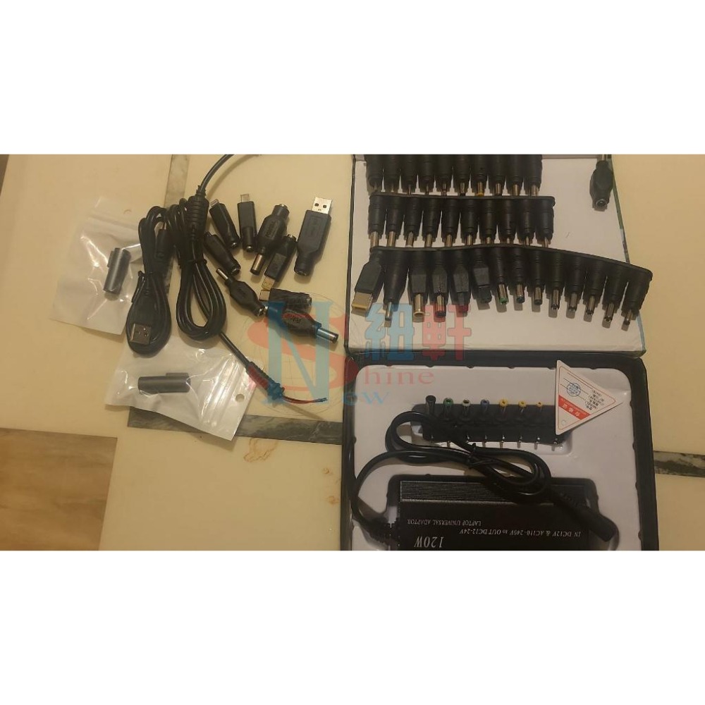 台中現貨120W 車用和家用( 可插點菸器和市電) 兩用電源適配器+46組轉接頭含華碩飛行堡壘提轉接頭-細節圖3