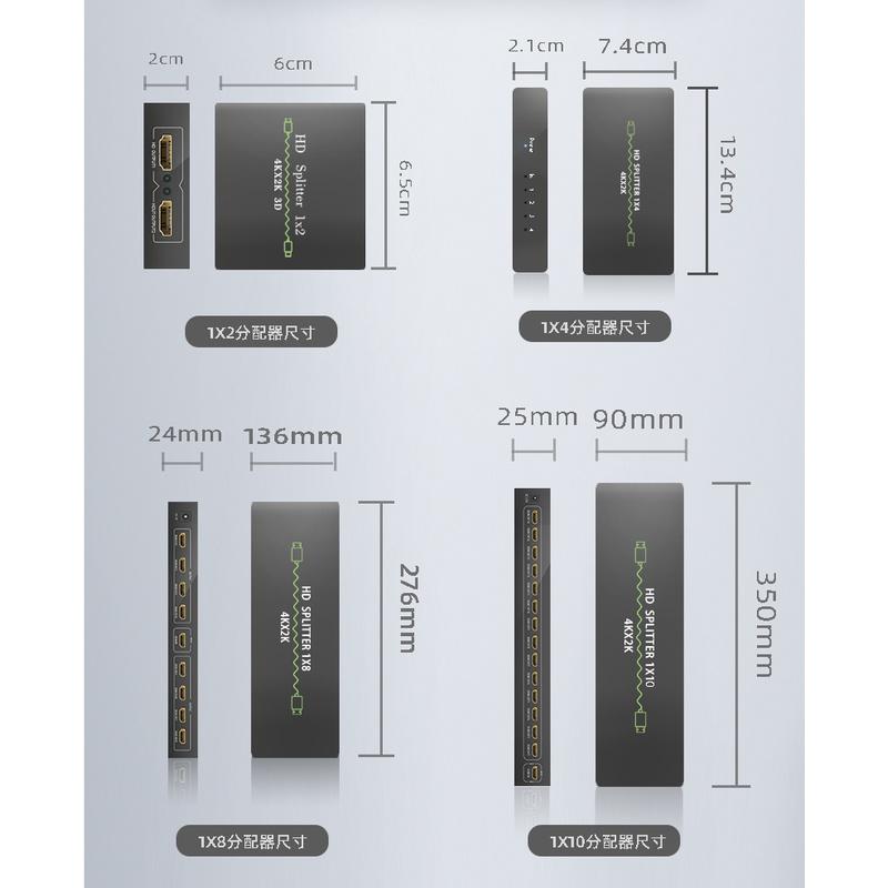 台中現貨HDMI分配器工程4K分屏器1進4出1進8出  HDMI分享器4K 1X2 1X4 1X8-細節圖7