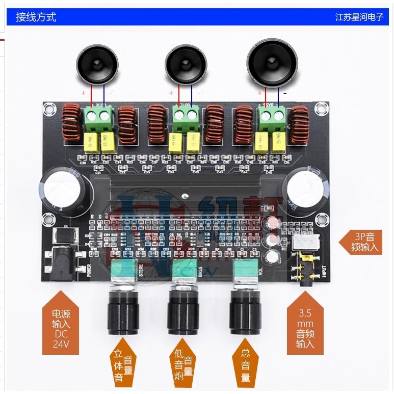 台中現貨 NS-M573 大功率2.1聲道TPA3116D2數字功放板80W+80W+100W-細節圖8