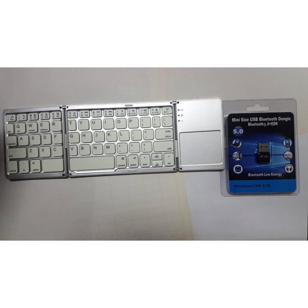 台中現貨可連手機MACBOOK迷你藍牙三折疊鍵盤 便攜無線手機平板鍵盤 帶滑鼠觸控板 繁體鍵盤貼 usb 5.0 usb-細節圖7