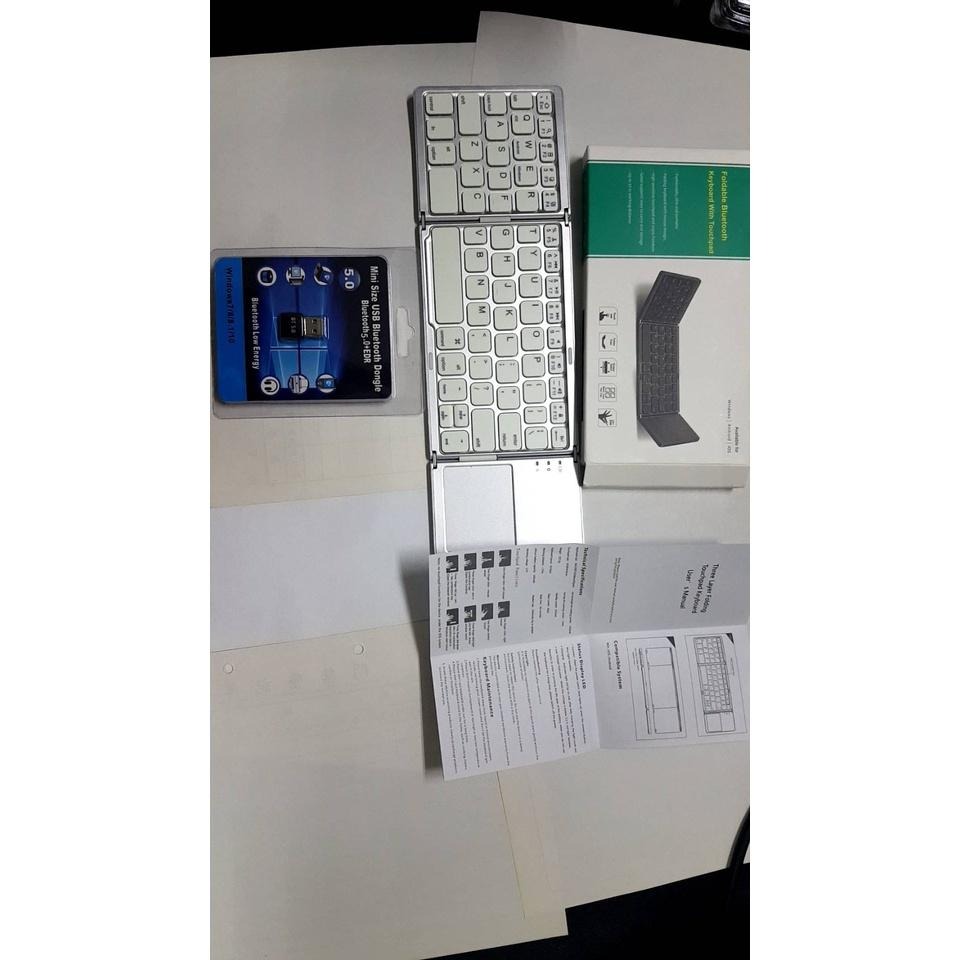 台中現貨可連手機MACBOOK迷你藍牙三折疊鍵盤 便攜無線手機平板鍵盤 帶滑鼠觸控板 繁體鍵盤貼 usb 5.0 usb-細節圖8