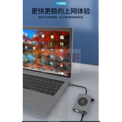台中現貨 十五合一Type-C擴展塢USB-C轉HDMI網口VGA集線器HUB手機無線充-細節圖6