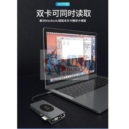 台中現貨 十五合一Type-C擴展塢USB-C轉HDMI網口VGA集線器HUB手機無線充-細節圖8