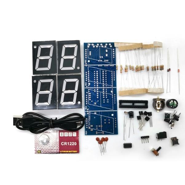 台中現貨 帶語音功能含溫度功能電子數位時鐘套件51單片機語音報時LED時鐘電子電路板diy製作散件-細節圖9