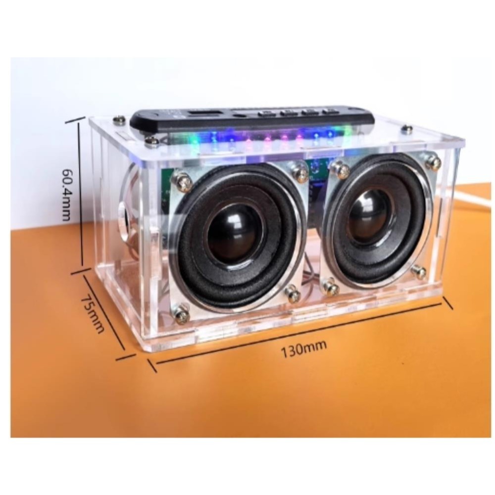 台中現貨新款HU-075收音機DIY套件零件包 功放帶頻譜 FM FM收音USB TF AUX音頻線插口-細節圖6