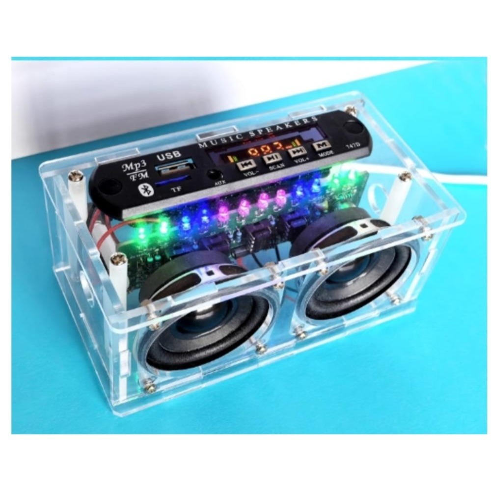 台中現貨新款HU-075收音機DIY套件零件包 功放帶頻譜 FM FM收音USB TF AUX音頻線插口-細節圖10