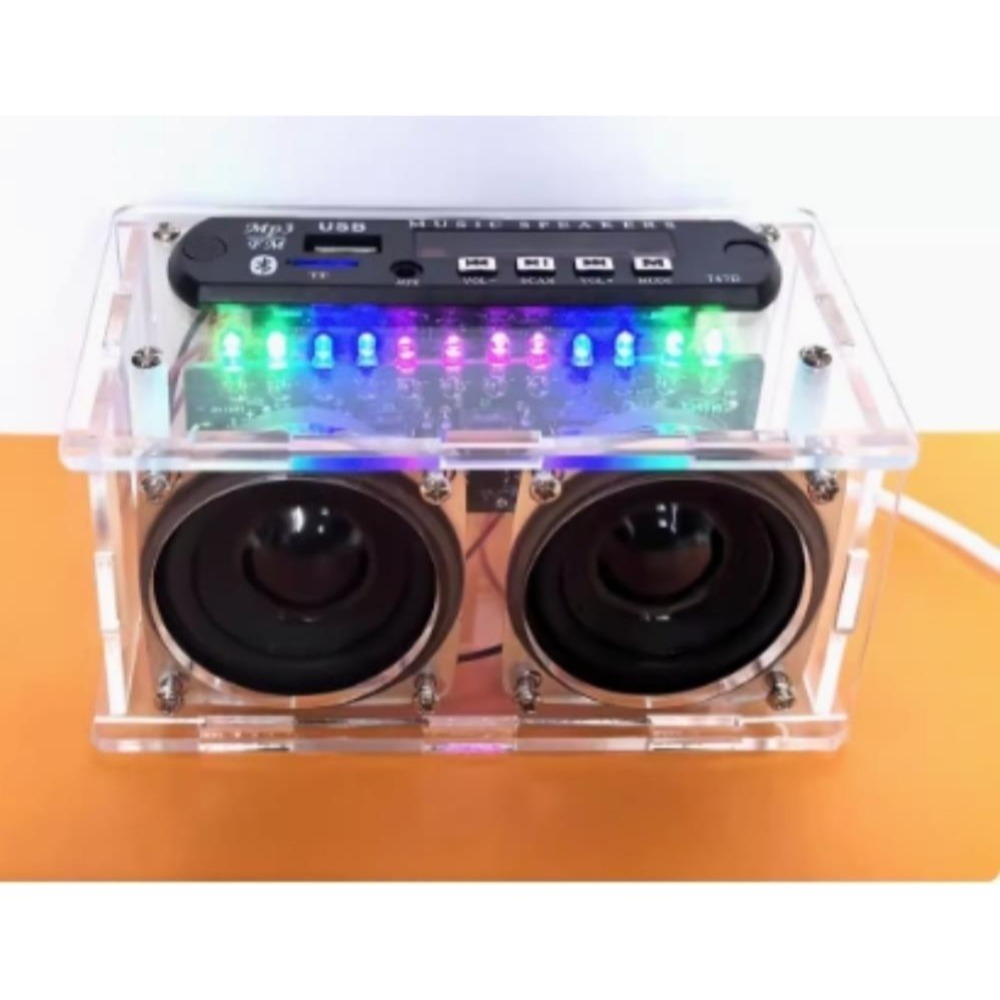 台中現貨新款HU-075收音機DIY套件零件包 功放帶頻譜 FM FM收音USB TF AUX音頻線插口-細節圖11