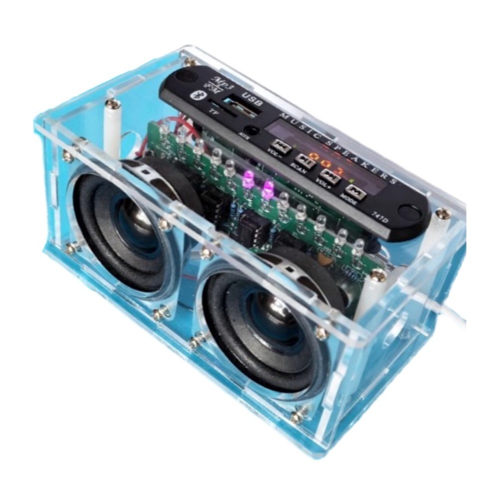 台中現貨新款HU-075收音機DIY套件零件包 功放帶頻譜 FM FM收音USB TF AUX音頻線插口-規格圖11