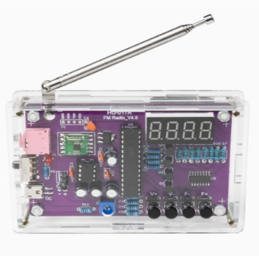 台中現貨 24h發貨新款＂5807 基於單片機的數位管顯示調頻收音機 DIY 實驗電子製作套裝＂ 需鎖螺絲組裝壓克力-細節圖5