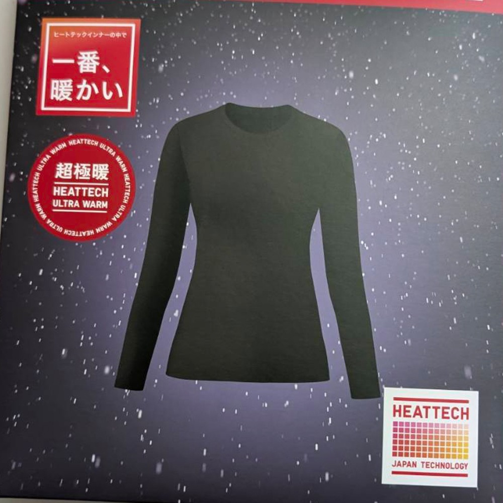 超級暖｜XL｜黑｜圓領T恤(長袖)