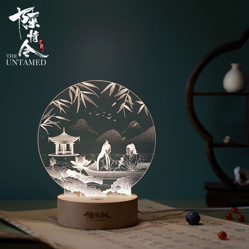 陳情令｜㊣｜忘羨｜名場面｜立牌夜燈｜蓮花·歸處線雕刻燈-細節圖3