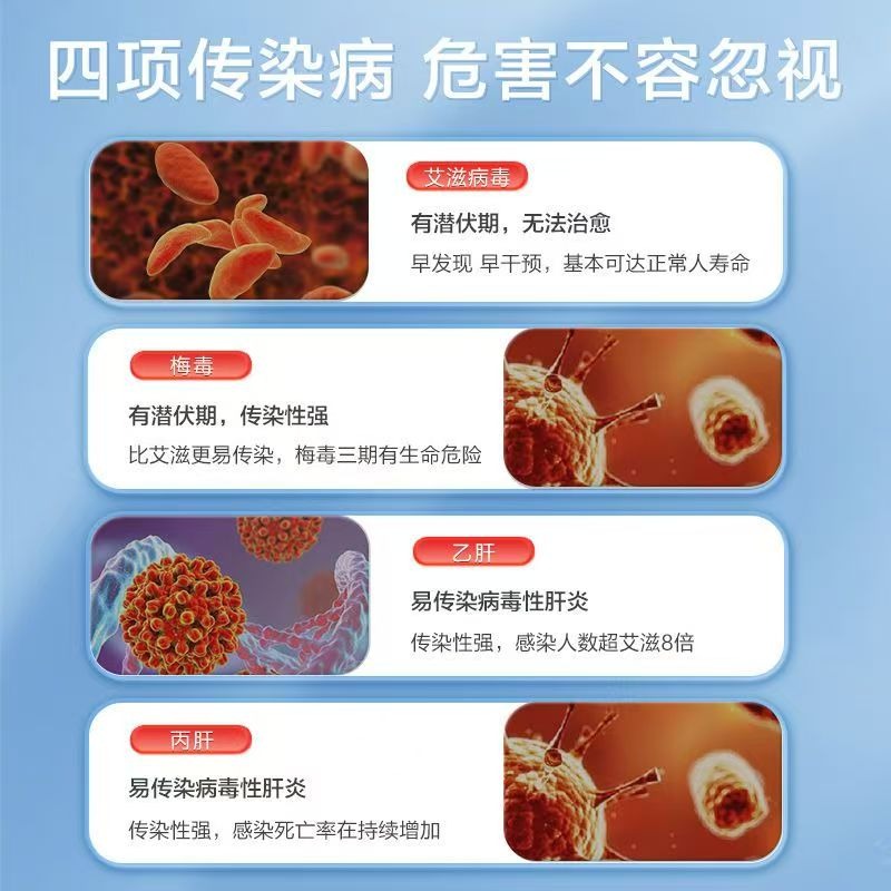 可孚hiv愛滋病檢紙梅毒乙肝性病檢測四合一自我檢測四項非第四代高風險-細節圖3