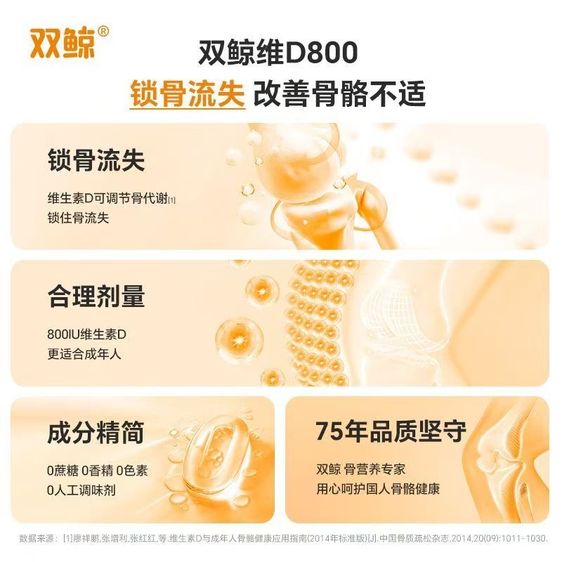 雙鯨 維生素D滴劑 800單位*30粒/盒 雙鯨悅而維生素D滴劑800IU*30粒vd補鈣片預防骨質疏鬆-細節圖4