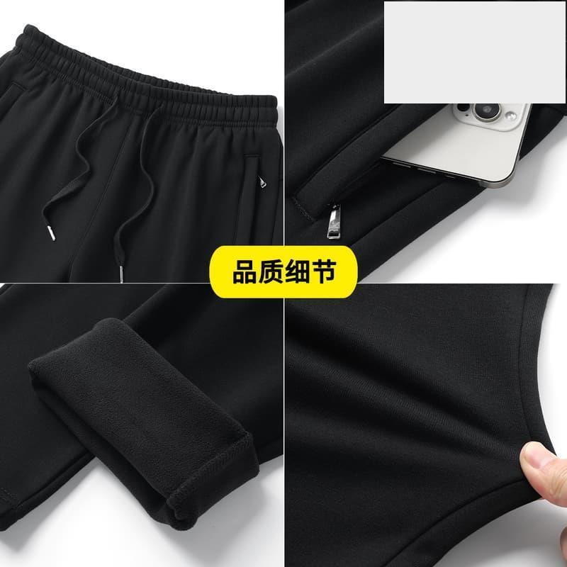 定製褲子男冬季刷毛加厚運動褲男素色男褲批髮長褲男休閒褲-細節圖4